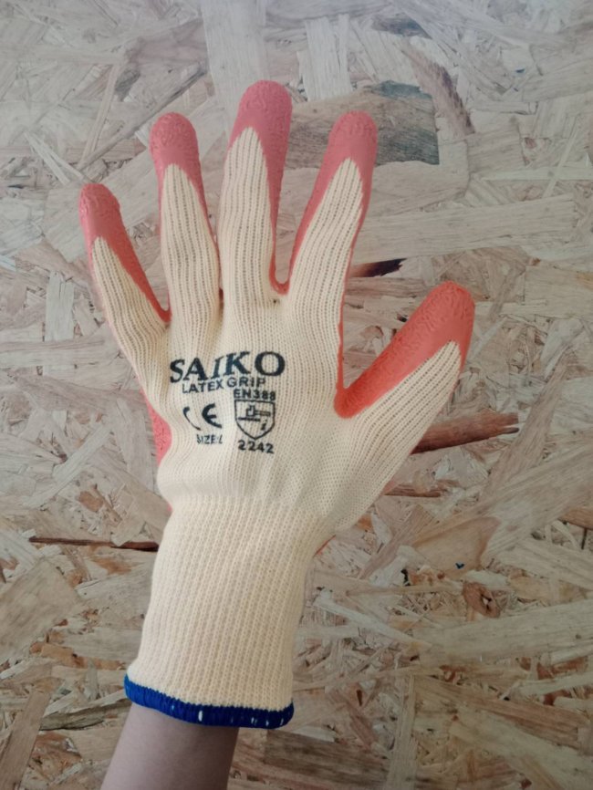 ถุงมือเคลือบยางสีส้ม SAIKO ถุงมือเคลือบยางสีส้ม SAIKO