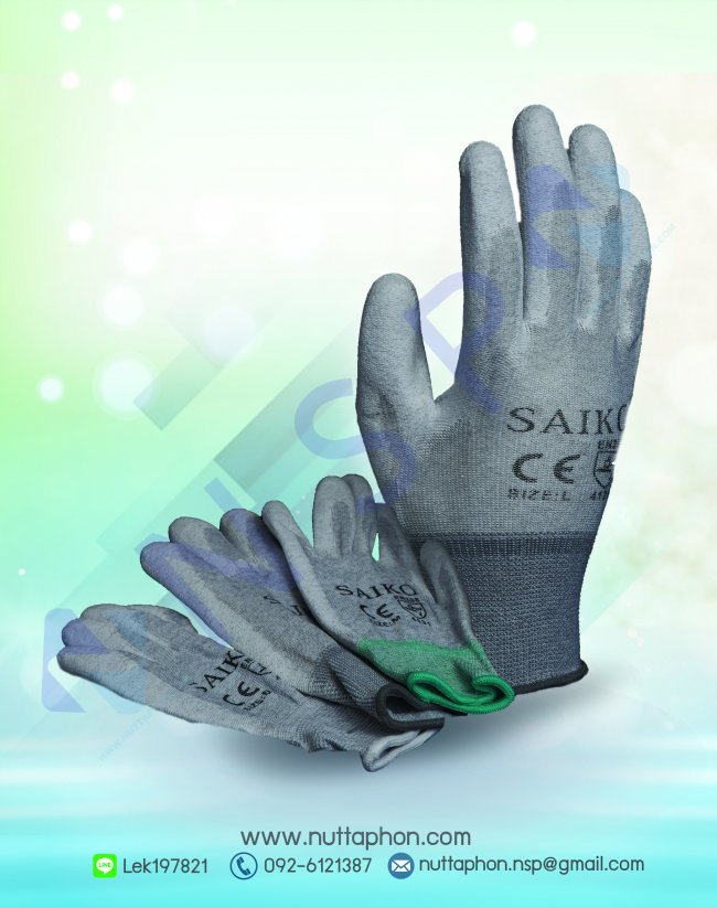 ถุงมือESDเคลือบPUเต็มฝ่ามือ